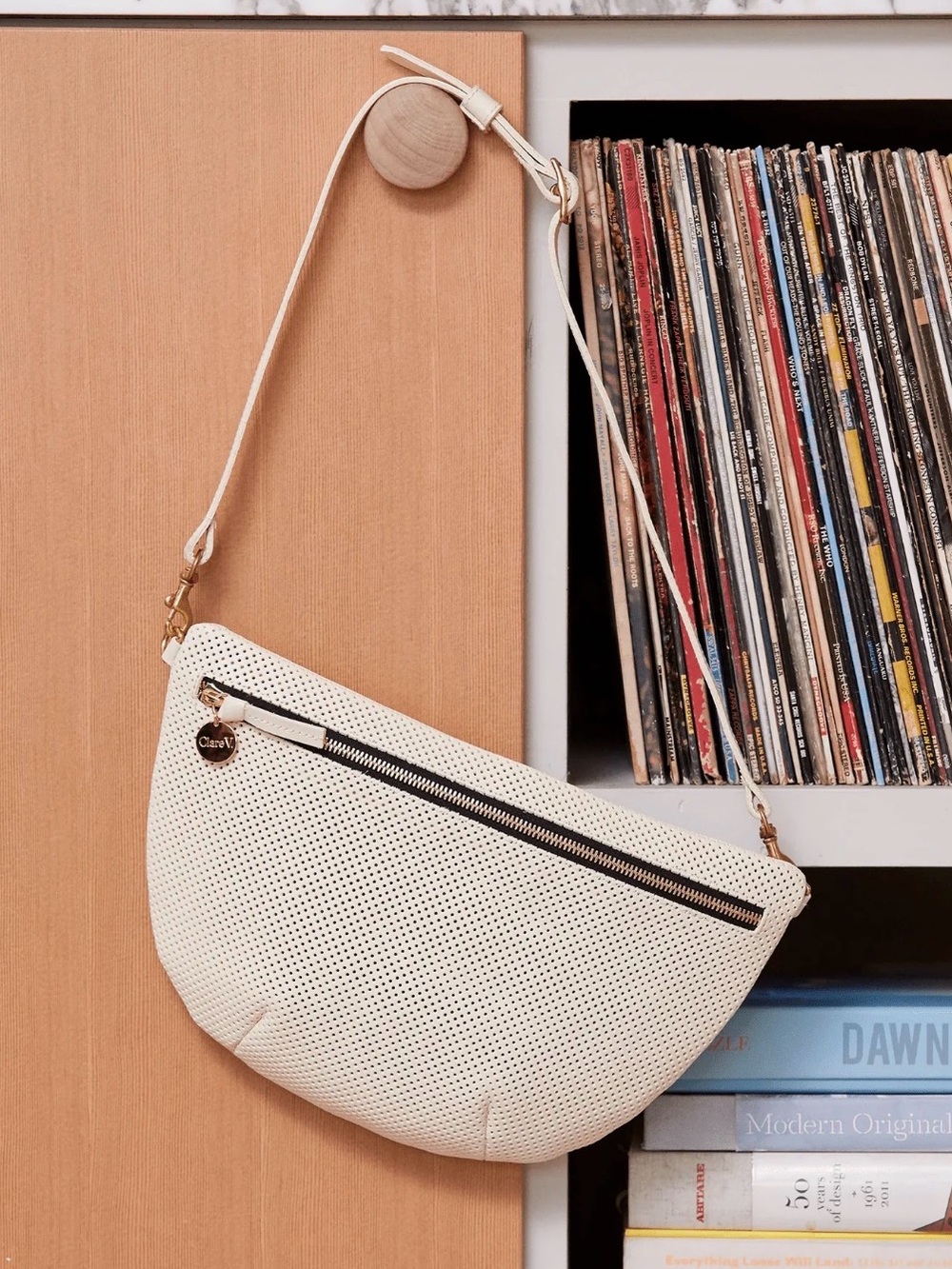 Clare V Grande Fanny Cream Perforated
Leather Crossbody Bag - Picture 3 of 11